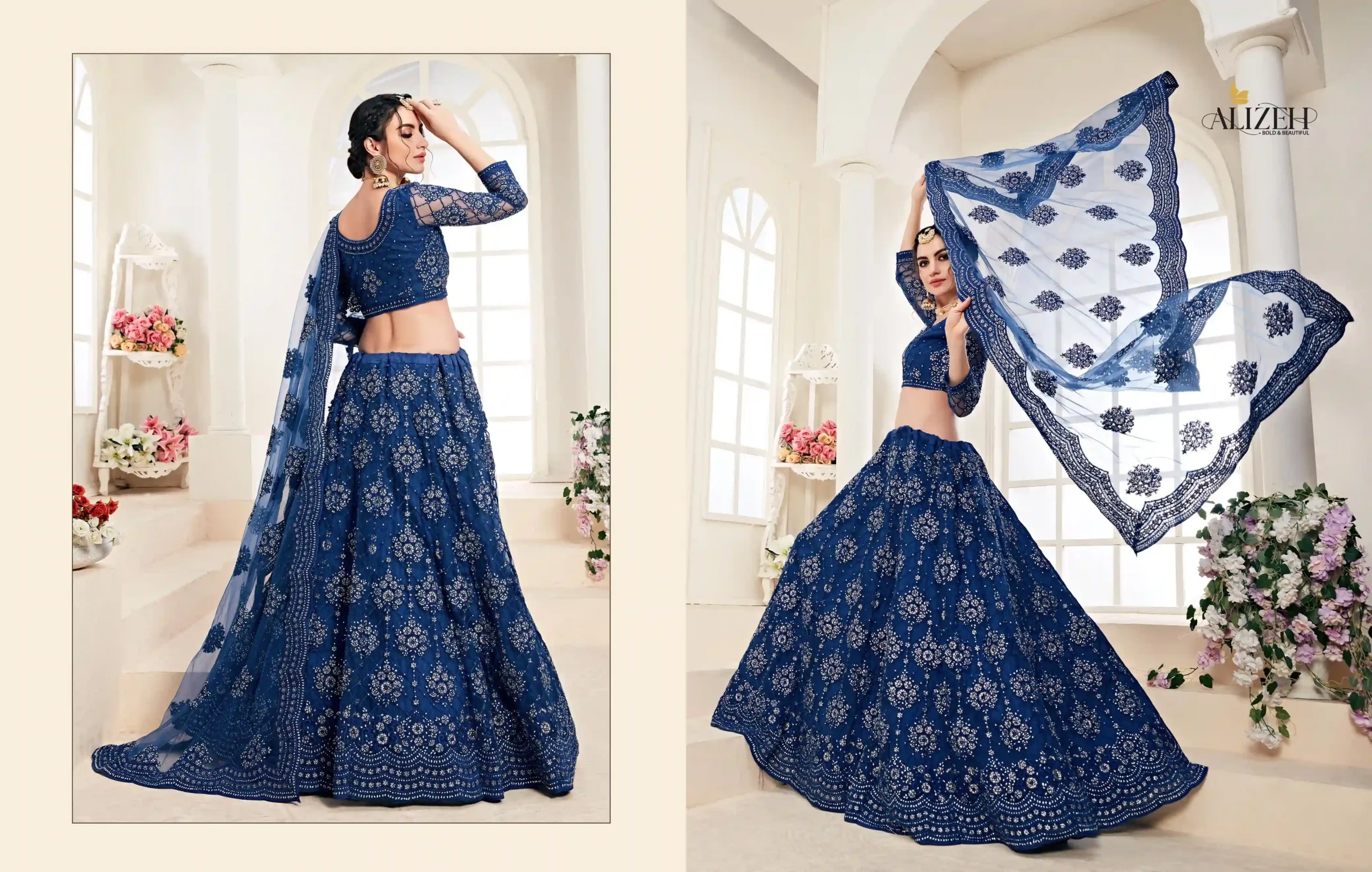 Alizeh Heritage Hit Series D.No 1004 Colors Butterfly Net Wholesale Lehenga Catalog